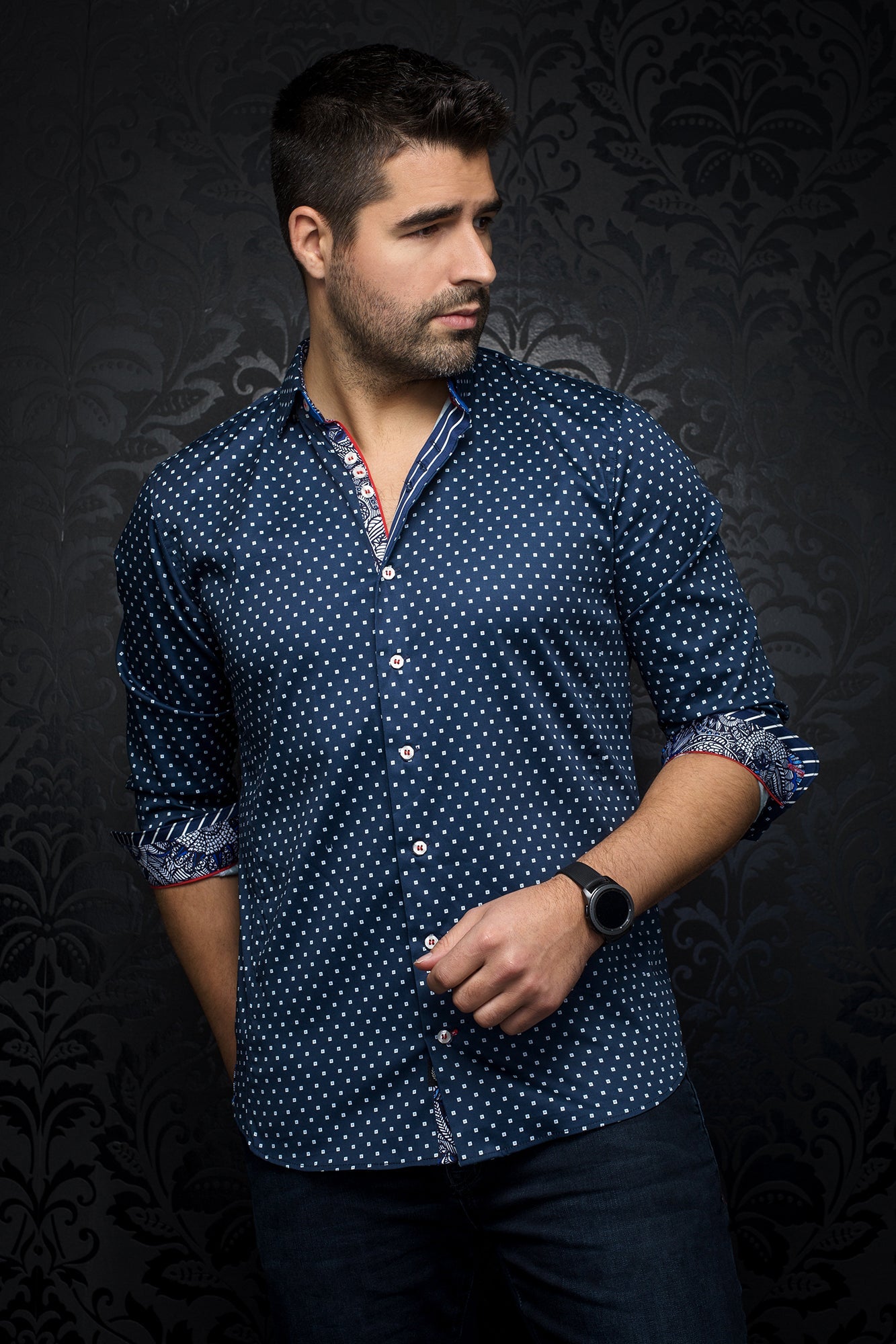 Chemise manches longues pour homme par Au Noir | SANTANA NAVY | Boutique Vvög, inventaire complet de la marque Au Noir