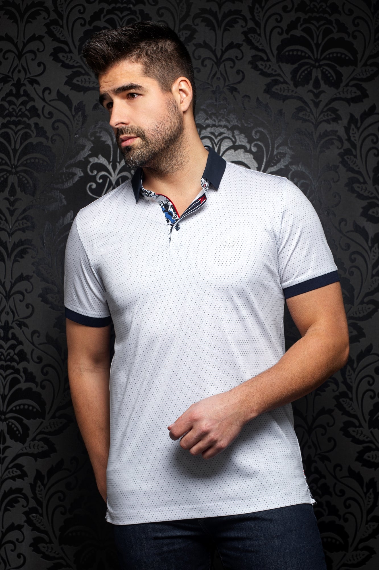 Polo pour homme par Au Noir | SAN MARCOS white royal | Boutique Vvög, vêtements mode pour hommes