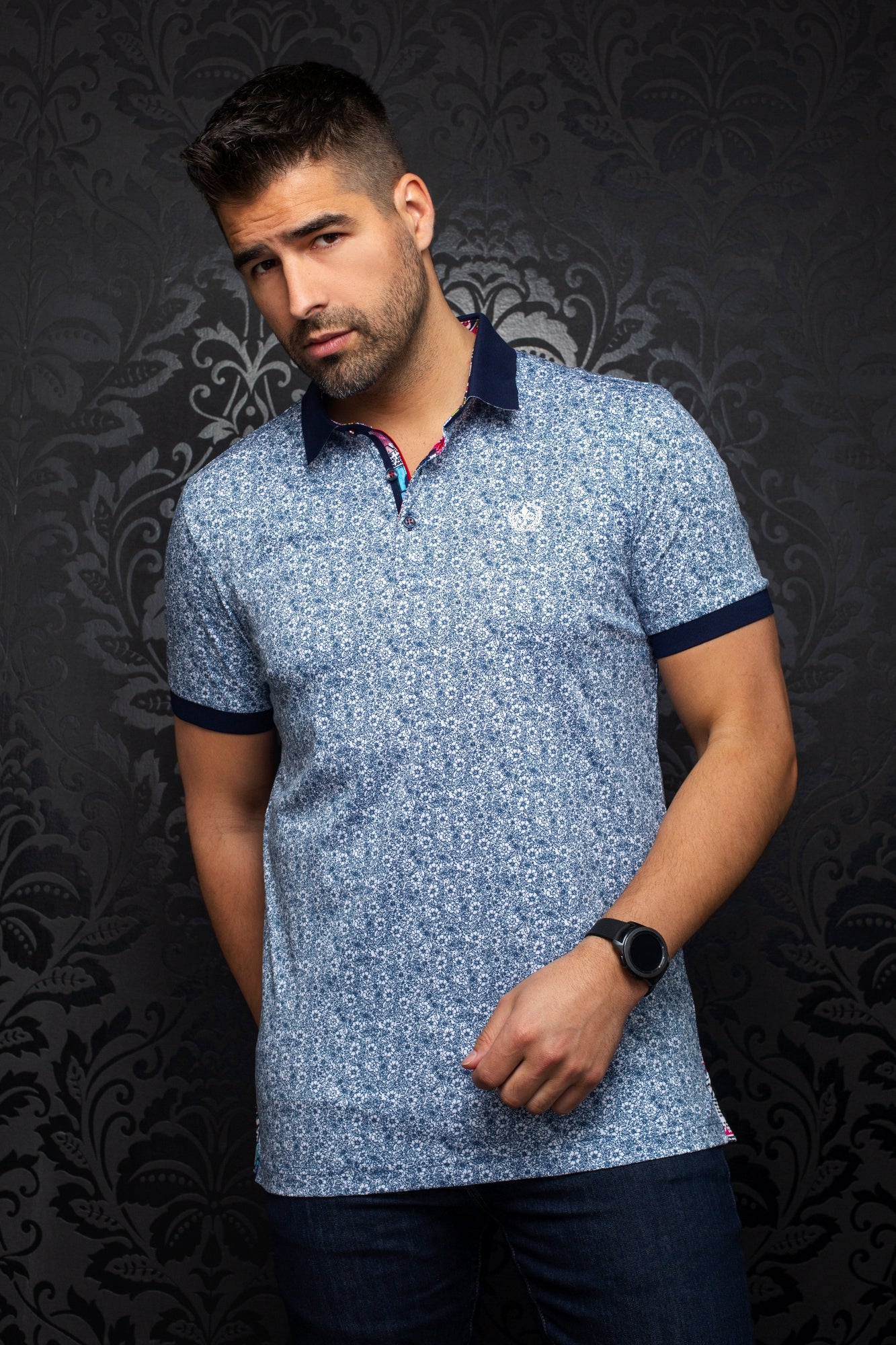 Polo pour homme par Au Noir | SEGUIN WHITE NAVY | Boutique Vvög, vêtements mode pour hommes