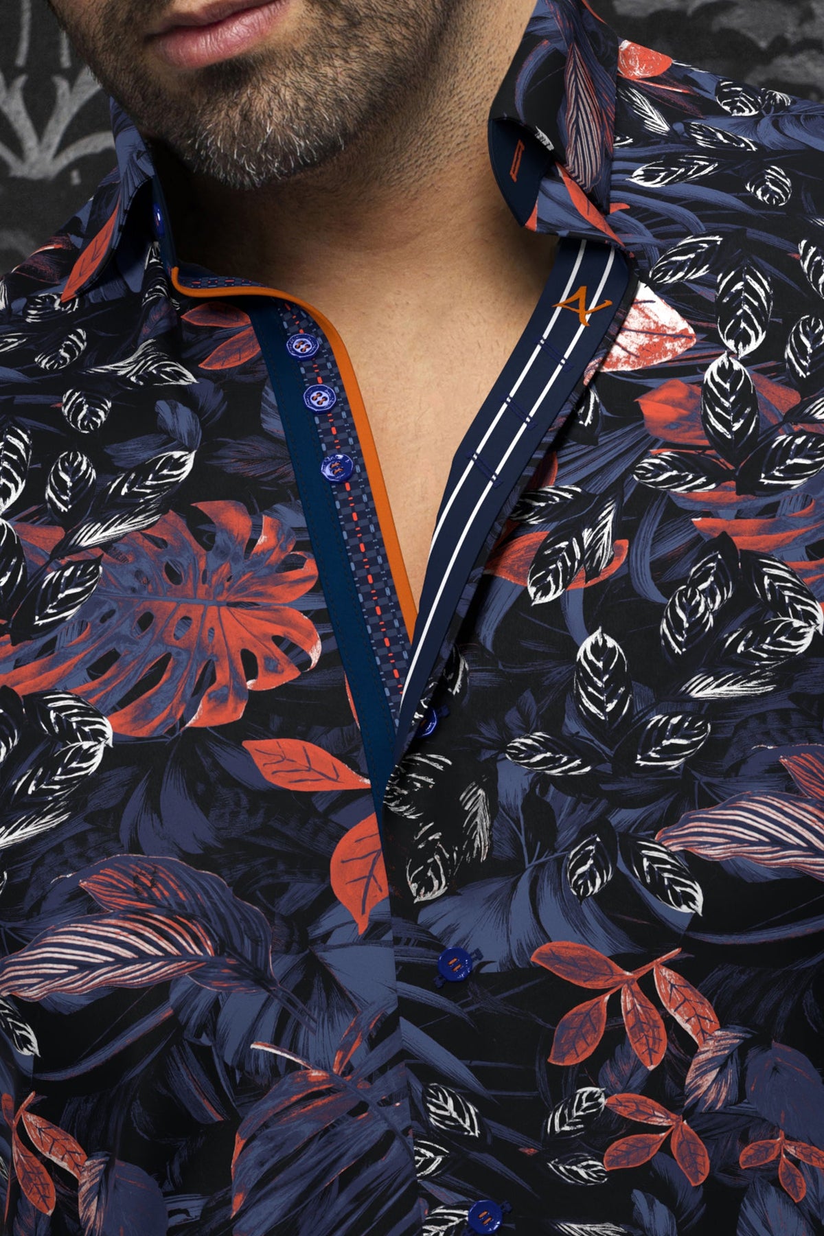 Chemise manches courtes en Knit pour homme par Au Noir | ZENATA(SS) Marine Orange | Boutique Vvög, inventaire complet de la marque Au Noir