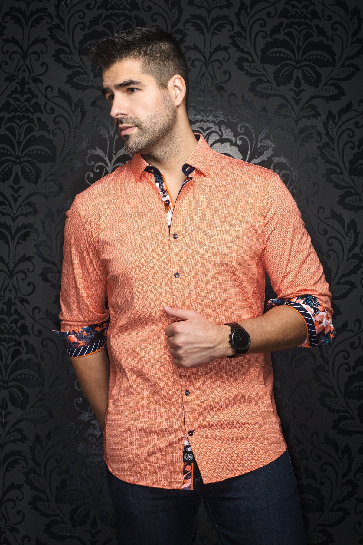 Chemise manches longues en Knit pour homme par Au Noir | ZIONI Orange | Boutique Vvög, inventaire complet de la marque Au Noir