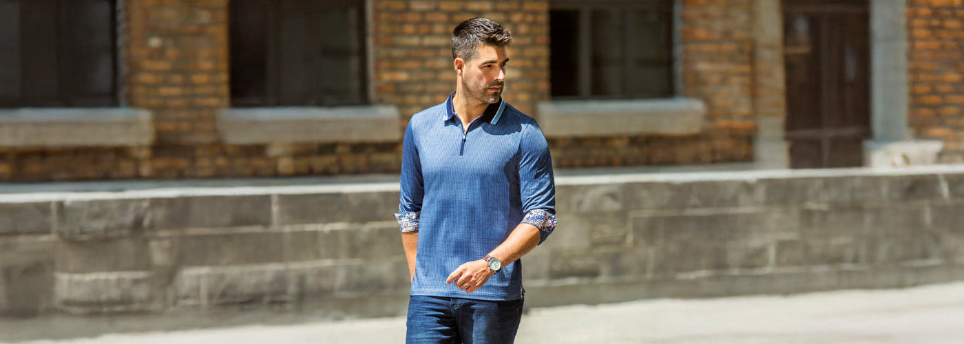 Polo mode masculine moderne en coton, style urbain.