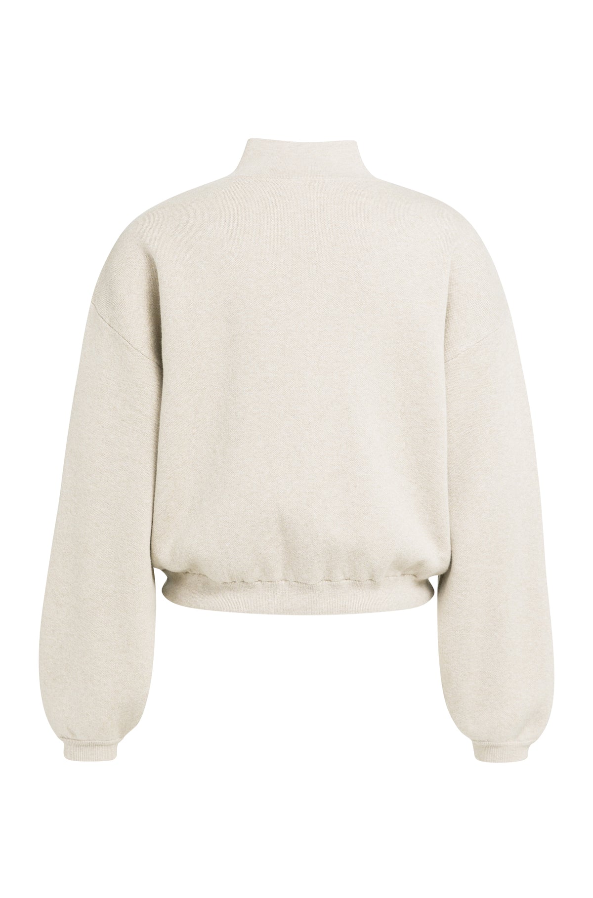Vue arrière du chandail manches longues en tricot beige pâle avec manches amples et ourlet côtelé pour femme par YAYA