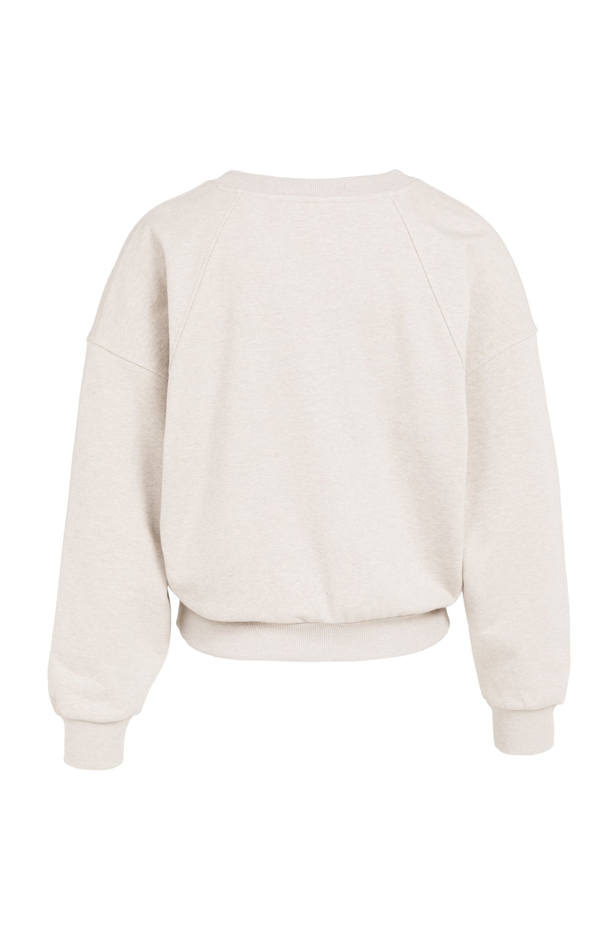 Chandail manches longues beige pâle avec col, poignets et ourlet côtelés pour femme par YAYA, vue de dos