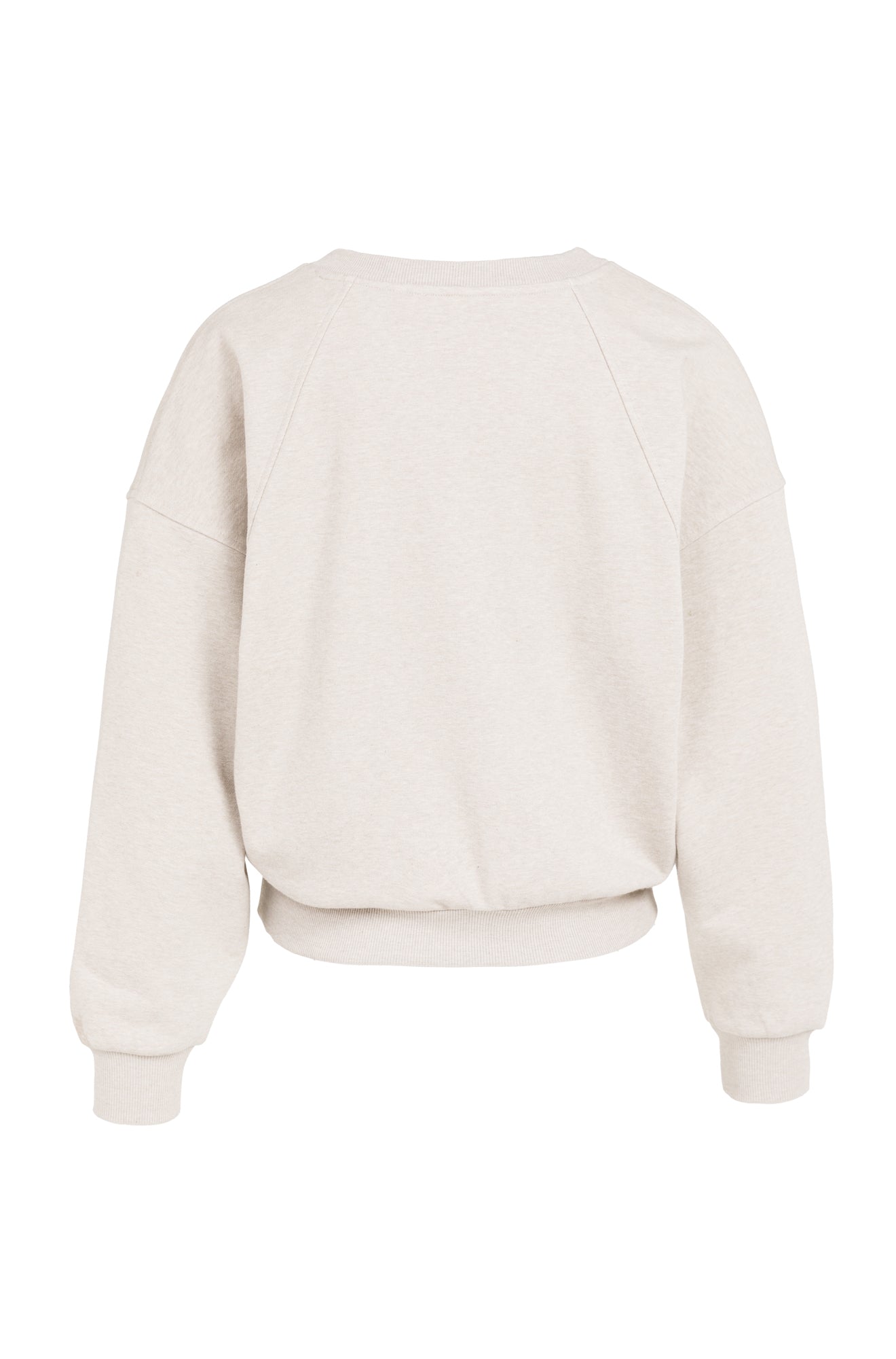 Chandail manches longues beige pâle avec col, poignets et ourlet côtelés pour femme par YAYA, vue de dos