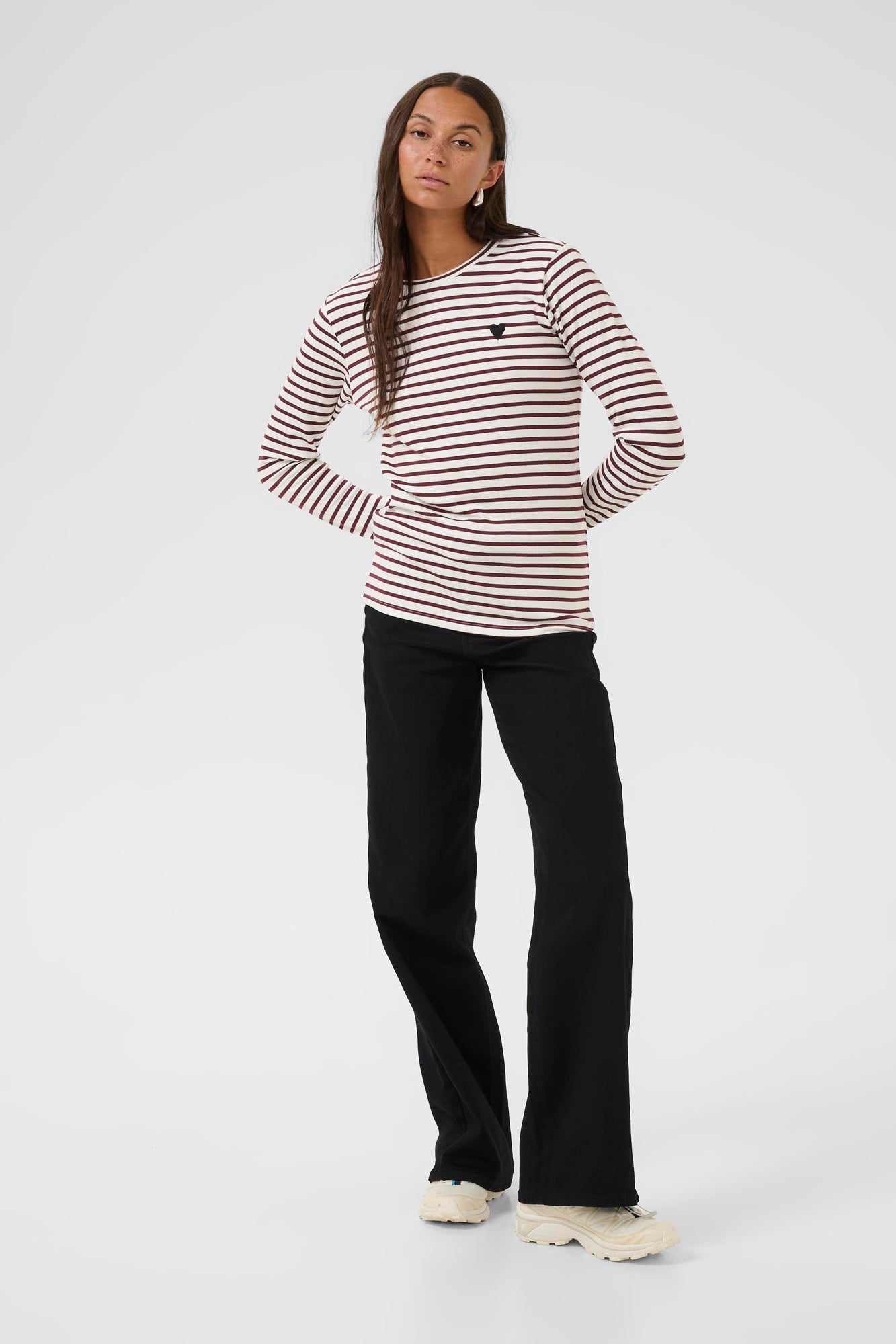 Chandail manches longues pour femme par Kaffe | 10502821 Craie/Windsor | Boutique Vvög, vêtements mode pour homme et femme