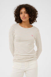 T-Shirt manches longues pour femme par Kaffe | 10502821 Craie Gris Plume | Boutique Vvög, vêtements mode pour homme et femme