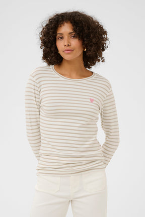 T-Shirt manches longues pour femme par Kaffe | 10502821 Craie Gris Plume | Boutique Vvög, vêtements mode pour homme et femme