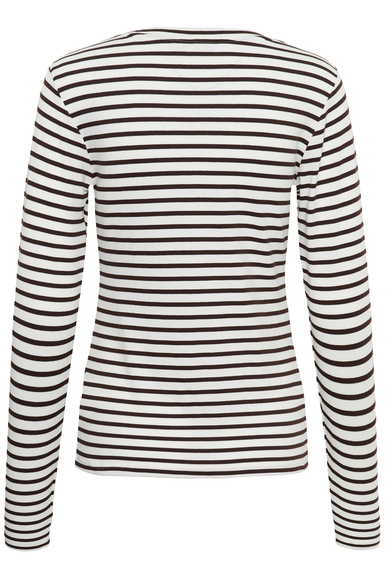 Vue arrière du T-Shirt manches longues ivoire à rayures brunes horizontales pour femme par Kaffe