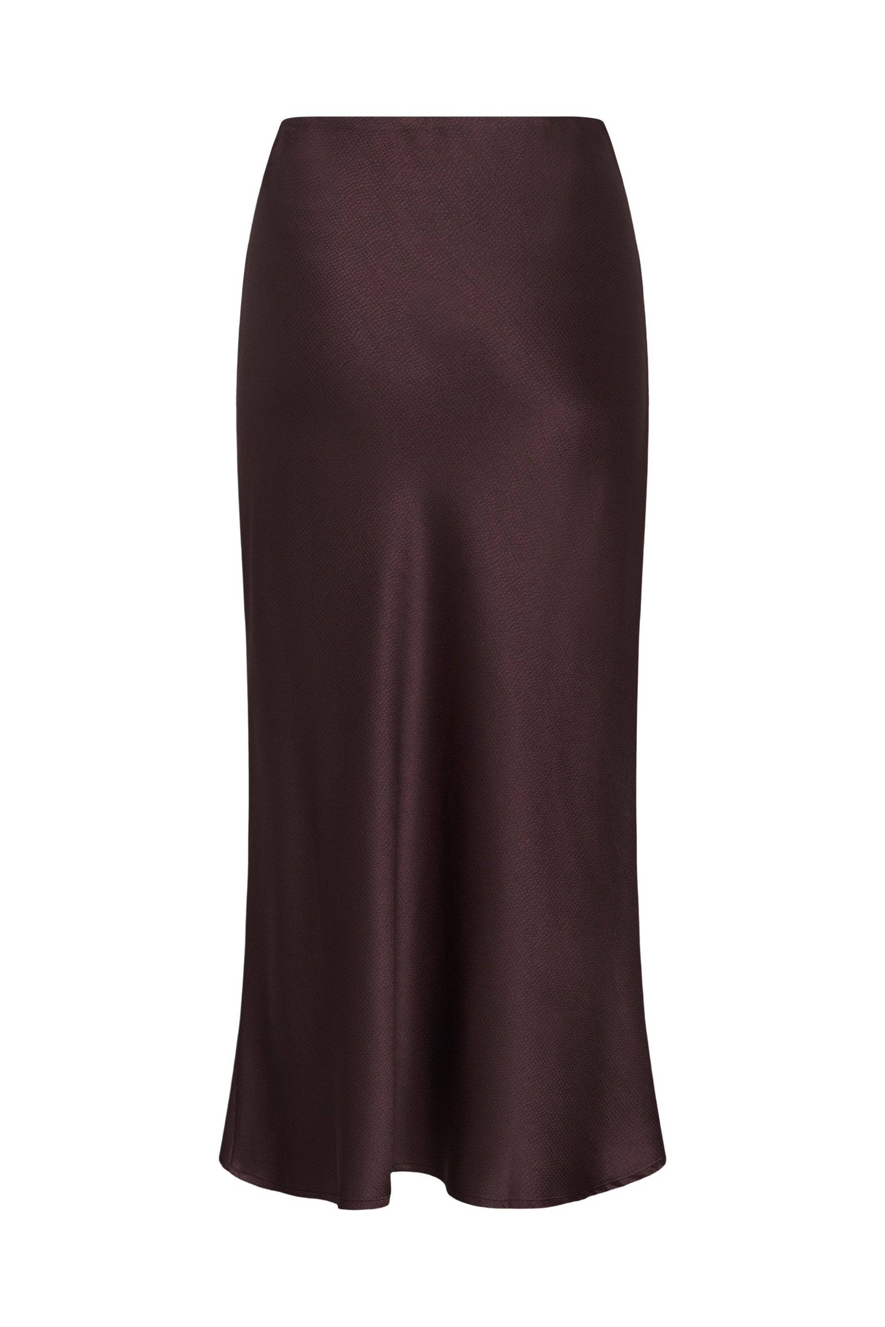 Kaffe women's isolated dark burgundy midi skirt with subtle texture and softly flared hem