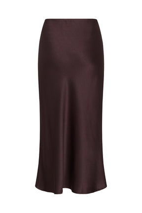 Kaffe women's isolated dark burgundy midi skirt with subtle texture and softly flared hem