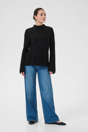 Chandail manches longues pour femme par Kaffe | 10510096 Noir Profond | Boutique Vvög, vêtements mode pour homme et femme