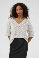 Chandail troué pour femme par Kaffe | 10510171 Mélangé Gris Clair | Boutique Vvög, vêtements mode pour homme et femme