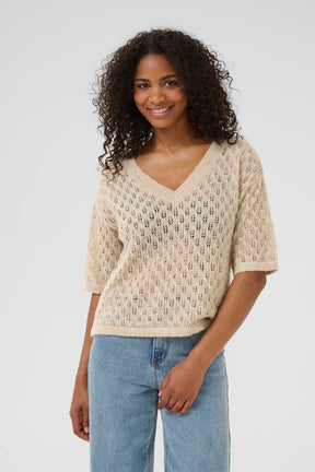 Chandail en maille pour femme par Kaffe | 10510171 Beige | Boutique Vvög, vêtements mode pour homme et femme