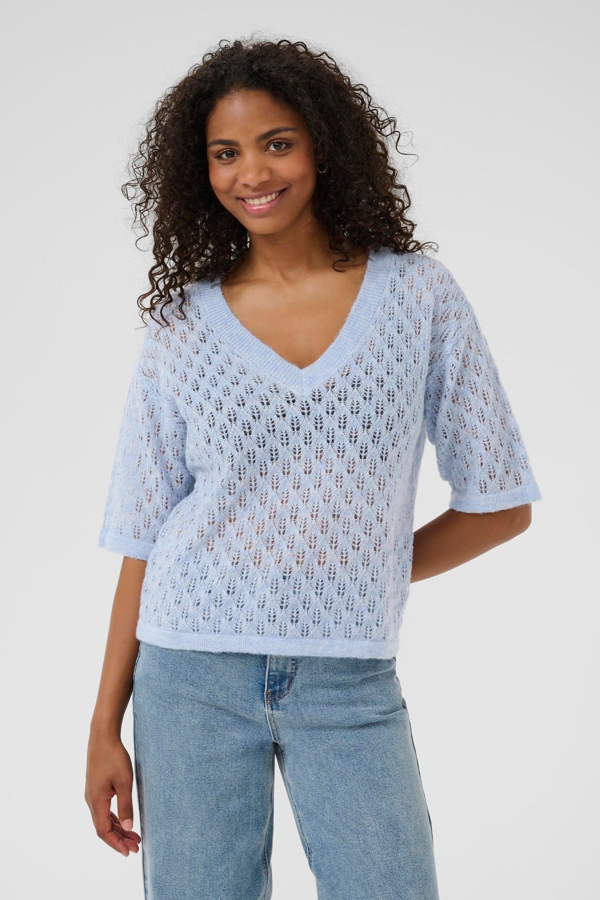 Chandail en maille pour femme par Kaffe | 10510171 Bleu | Boutique Vvög, vêtements mode pour homme et femme
