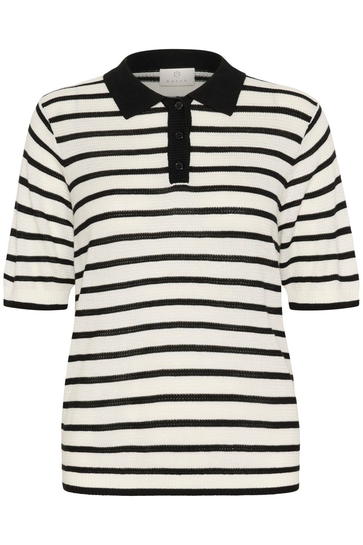 Polo pour femme par Kaffe | 10510176 Craie/Rayures Noires | Boutique Vvög, vêtements mode pour homme et femme
