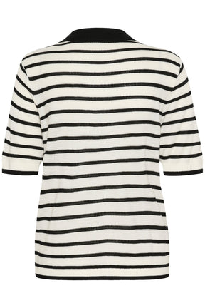 Polo pour femme par Kaffe | 10510176 Craie/Rayures Noires | Boutique Vvög, vêtements mode pour homme et femme