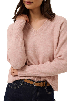 Chandail manches longues rose, detail pour femme par Kaffe
