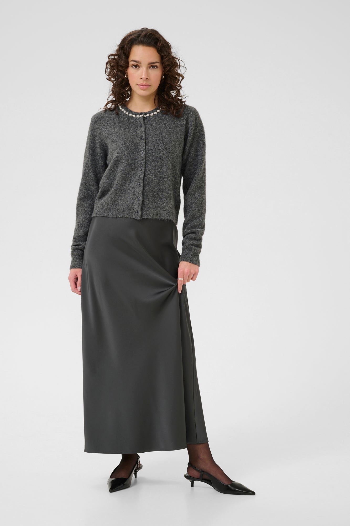 Cardigan pour femme par Kaffe | 10510621 Mélangé Gris | Boutique Vvög, vêtements mode pour homme et femme