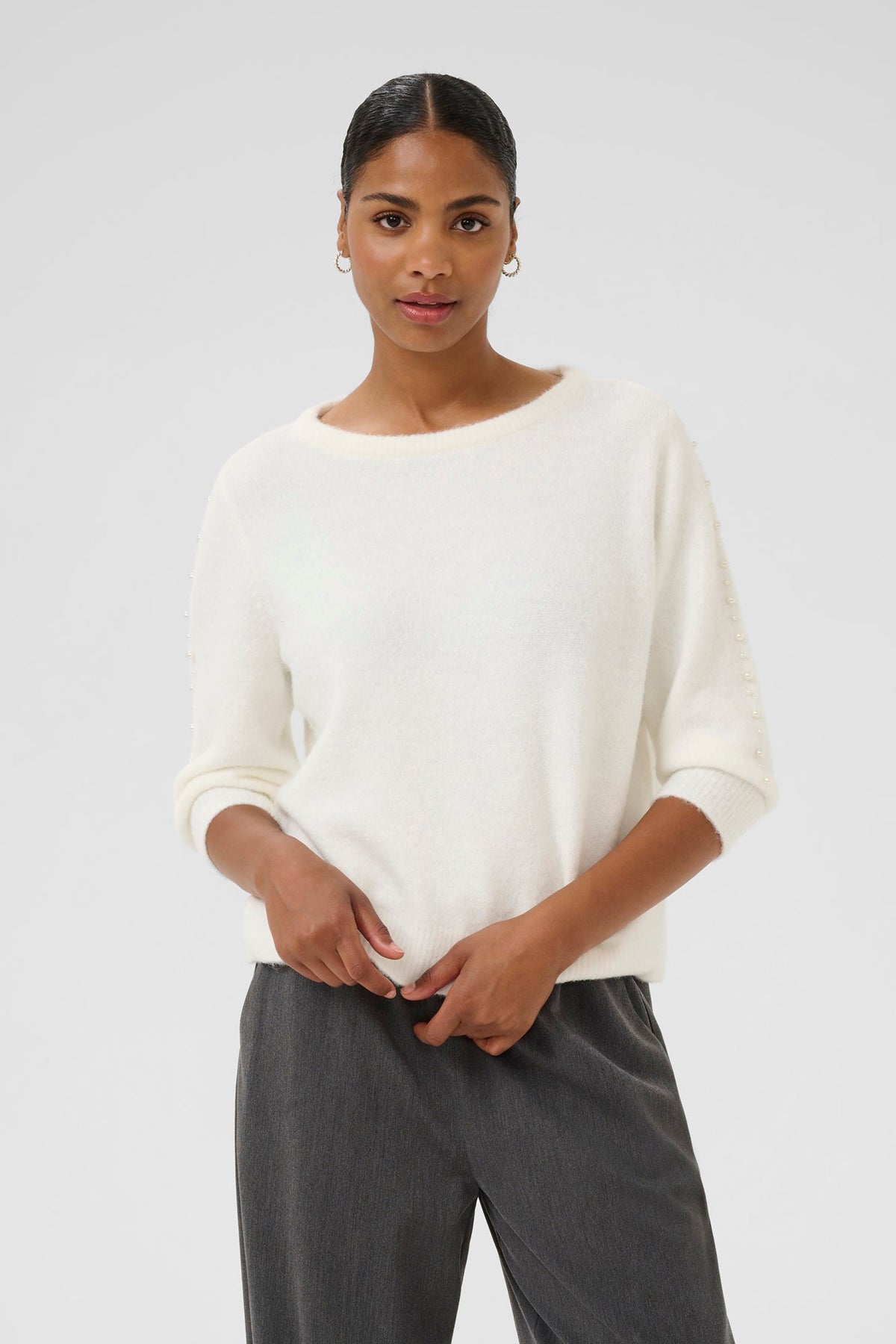 Chandail manches longues pour femme par Kaffe | 10510632 Craie | Boutique Vvög, vêtements mode pour homme et femme