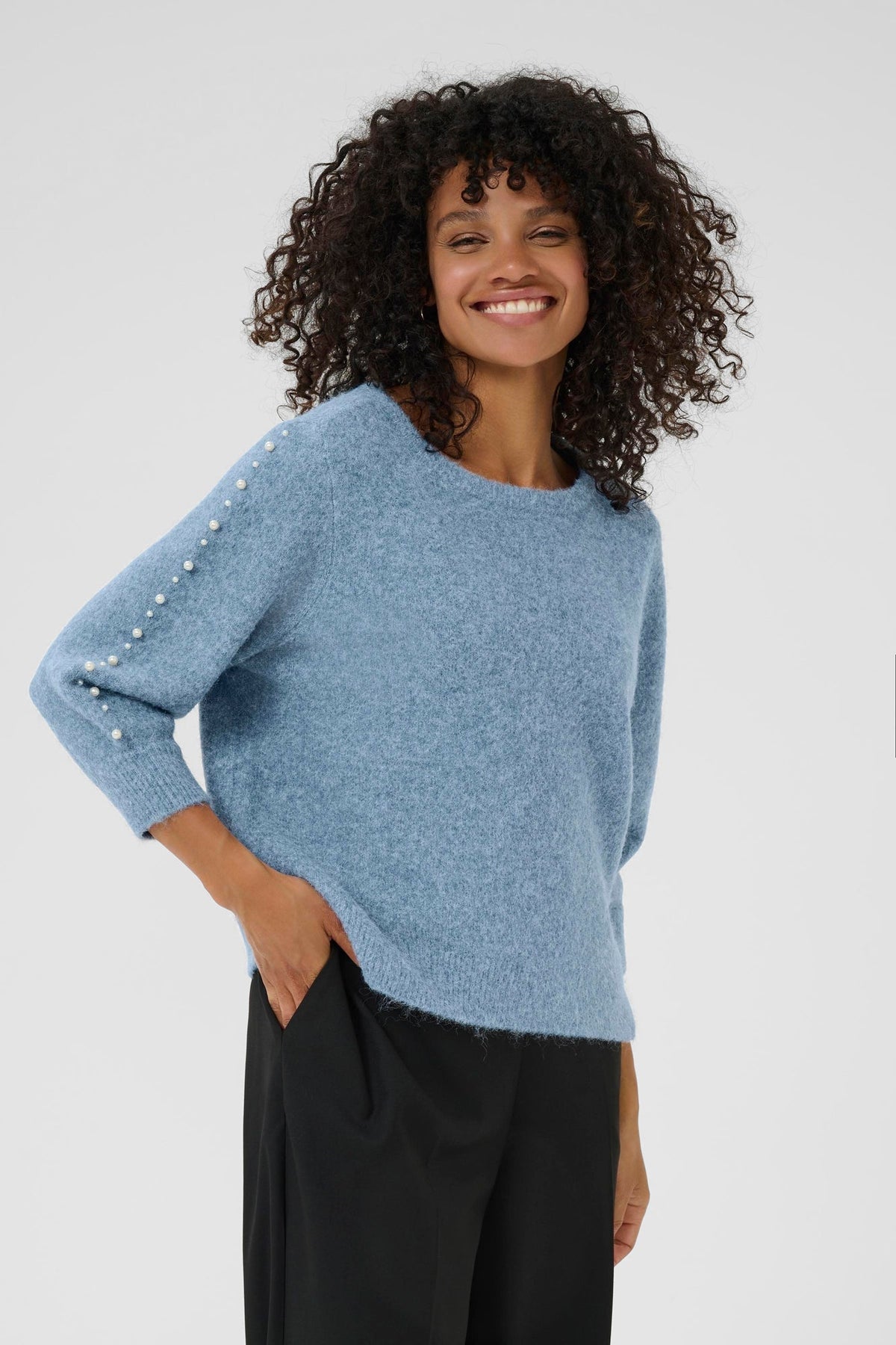 Chandail 3/4 pour femme par Kaffe | 10510632 Bleu Vent | Boutique Vvög, vêtements mode pour homme et femme