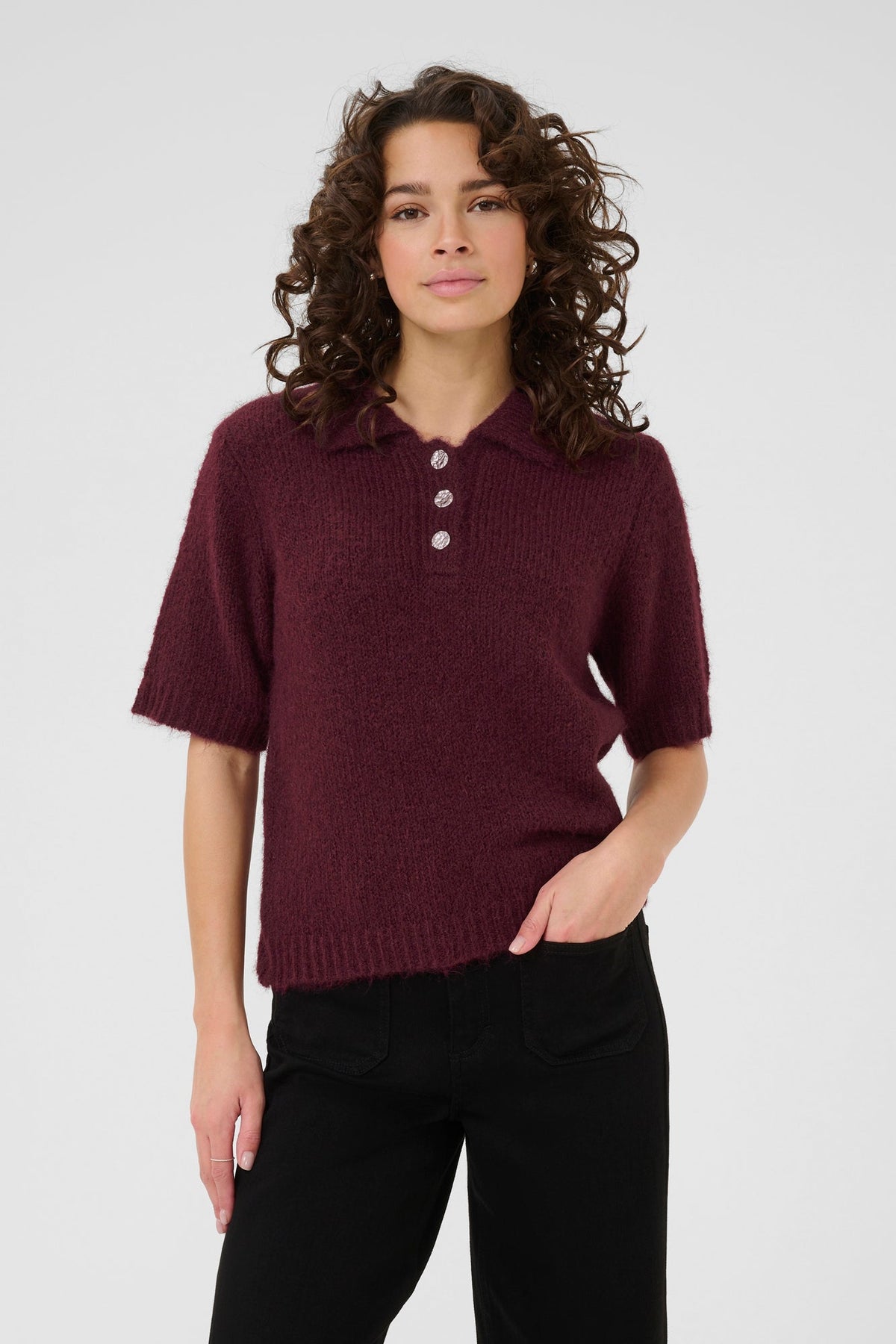 Polo en tricot pour femme par Kaffe | 10510653 Vin De Windsor | Boutique Vvög, vêtements mode pour homme et femme