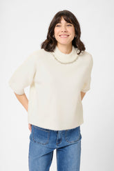 Chandail manches courtes pour femme par Kaffe | 10510878 Craie | Boutique Vvög, vêtements mode pour homme et femme