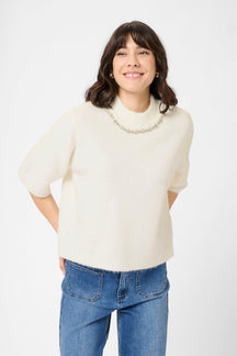 Chandail manches courtes pour femme par Kaffe | 10510878 Craie | Boutique Vvög, vêtements mode pour homme et femme