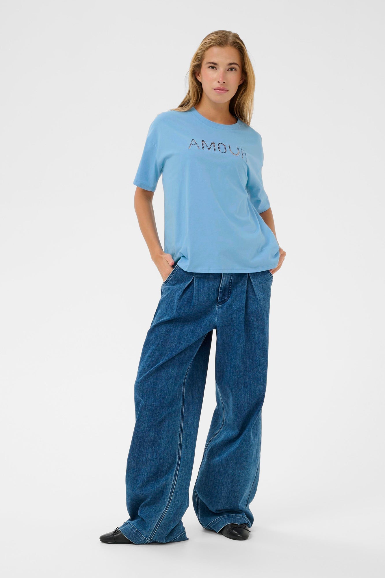 T-Shirt pour femme par Kaffe | 10511178 Bleu Azur | Boutique Vvög, vêtements mode pour homme et femme