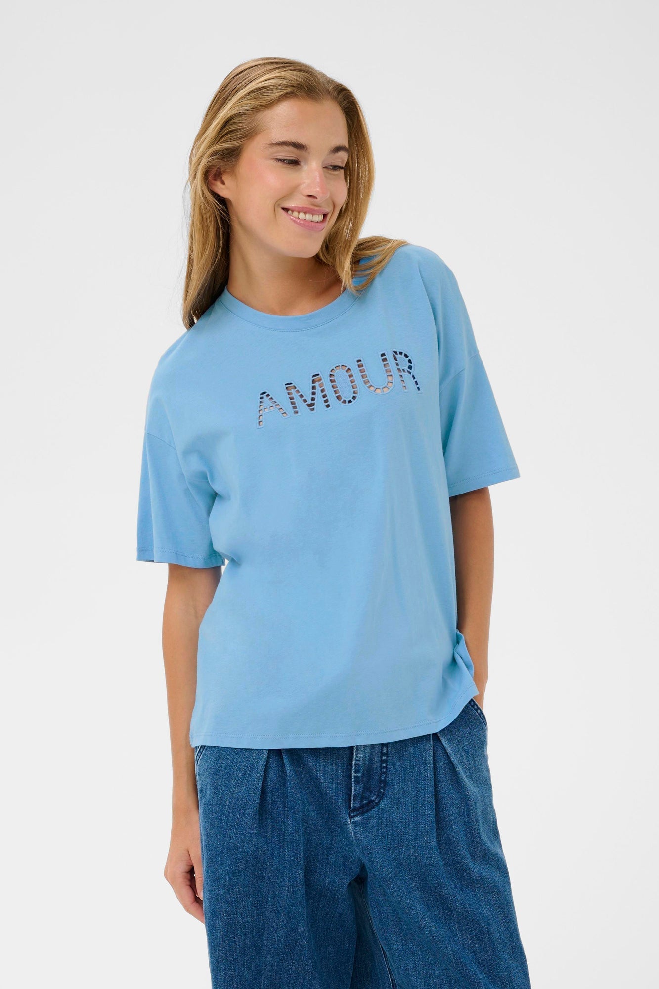T-Shirt pour femme par Kaffe | 10511178 Bleu Azur | Boutique Vvög, vêtements mode pour homme et femme
