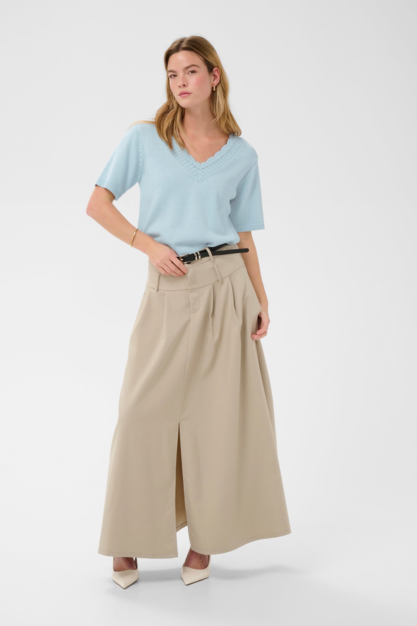 T-Shirt col ouvert pour femme par Kaffe | 10511450 Brise de Nantucket | Boutique Vvög, vêtements mode pour homme et femme