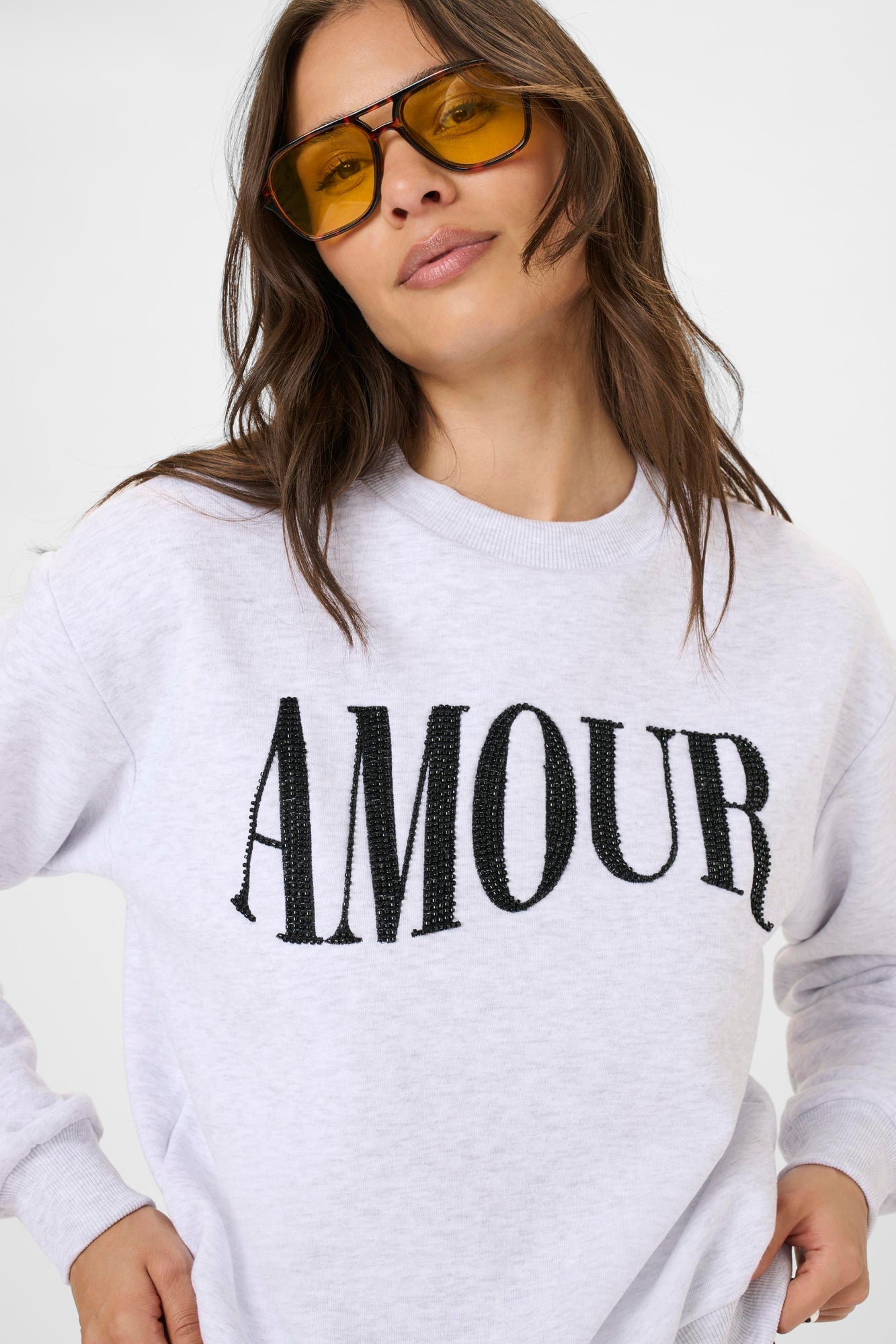 Chandail manches longues pour femme par Kaffe | 10511456 Gris Clair Mélangé | Boutique Vvög, vêtements mode pour homme et femme