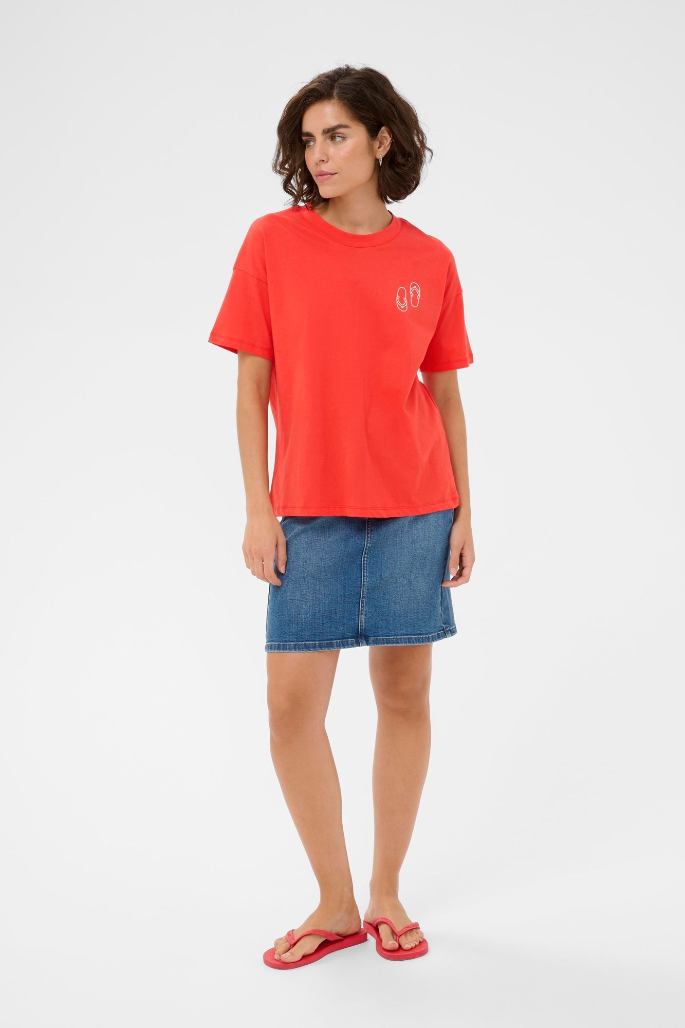 T-Shirt pour femme par Kaffe | 10511507 Rouge coquelicot | Boutique Vvög, vêtements mode pour homme et femme