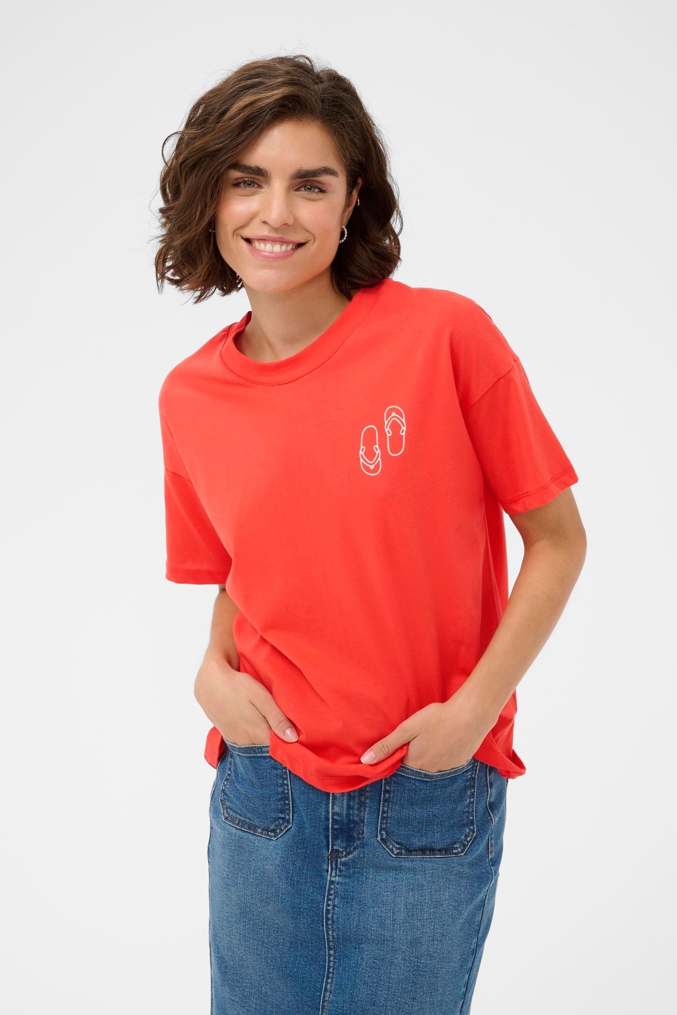 T-Shirt pour femme par Kaffe | 10511507 Rouge coquelicot | Boutique Vvög, vêtements mode pour homme et femme