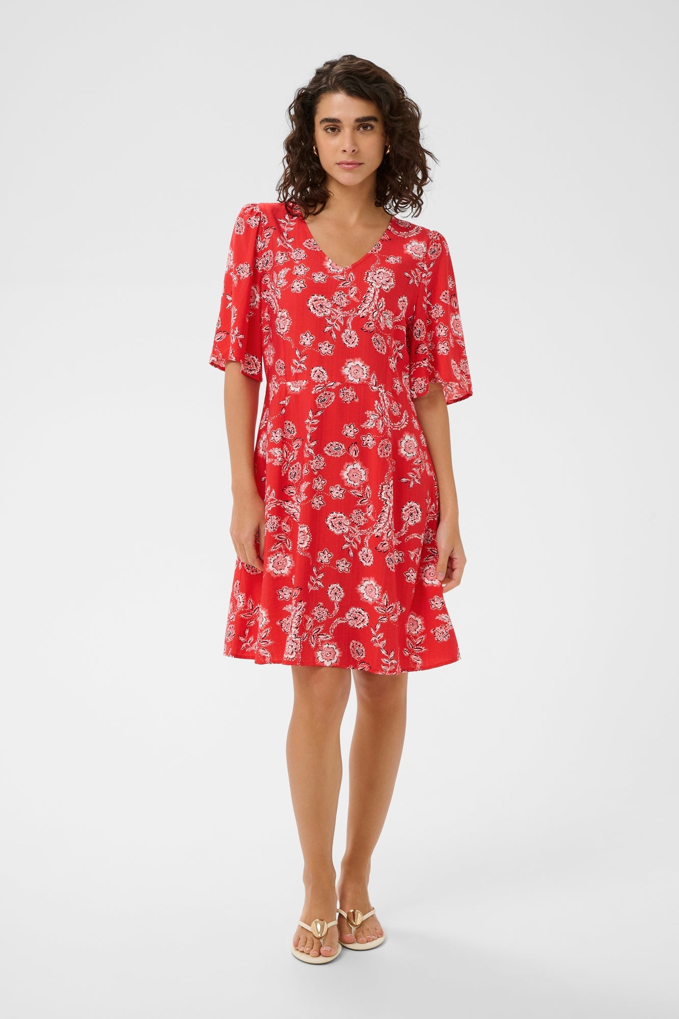 Robe pour femme par Kaffe | 10511557 Craie rouge coquelicot | Boutique Vvög, vêtements mode pour homme et femme