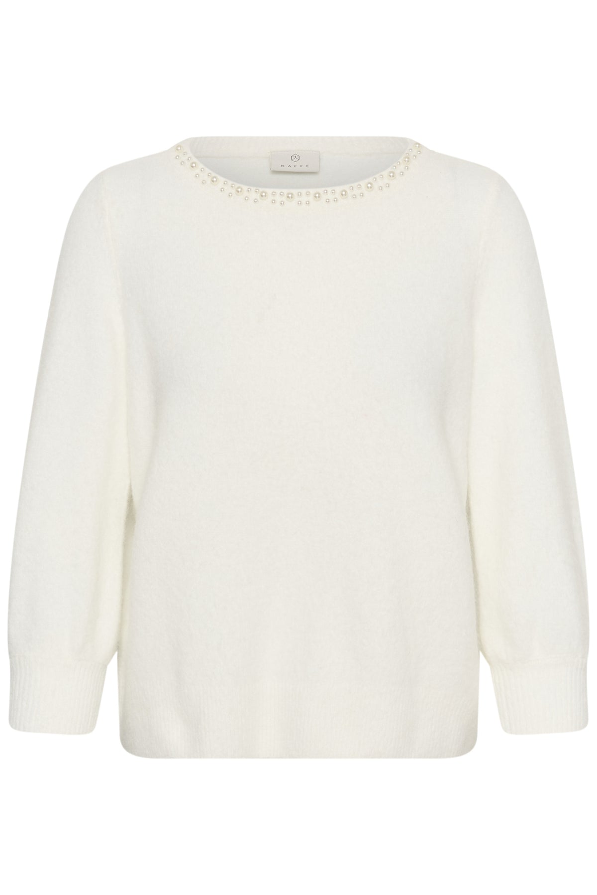 Devant d’un chandail manches longues en tricot duveteux crème, vue produit pour femme par Kaffe