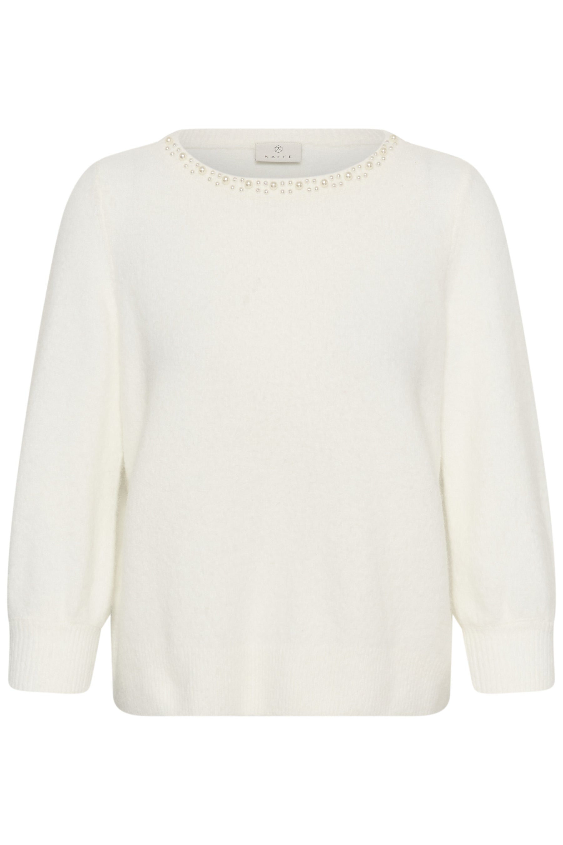 Devant d’un chandail manches longues en tricot duveteux crème, vue produit pour femme par Kaffe
