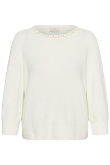 Devant d’un chandail manches longues en tricot duveteux crème, vue produit pour femme par Kaffe