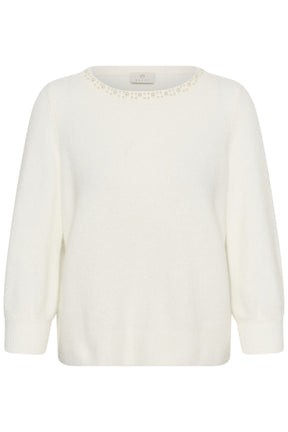 Devant d’un chandail manches longues en tricot duveteux crème, vue produit pour femme par Kaffe