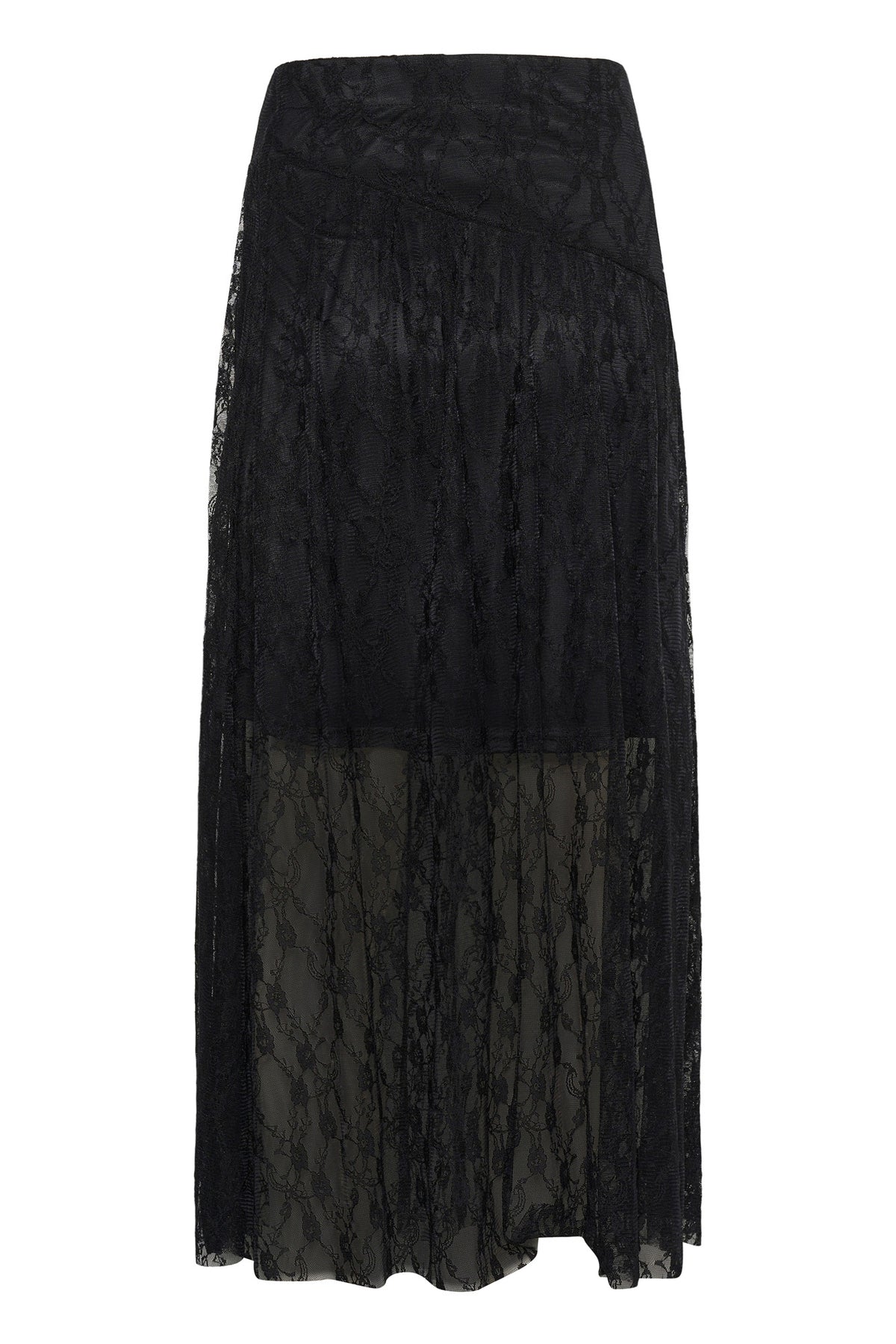 Jupe maxi noire en dentelle florale avec doublure opaque plus courte pour femme par Kaffe, vue produit