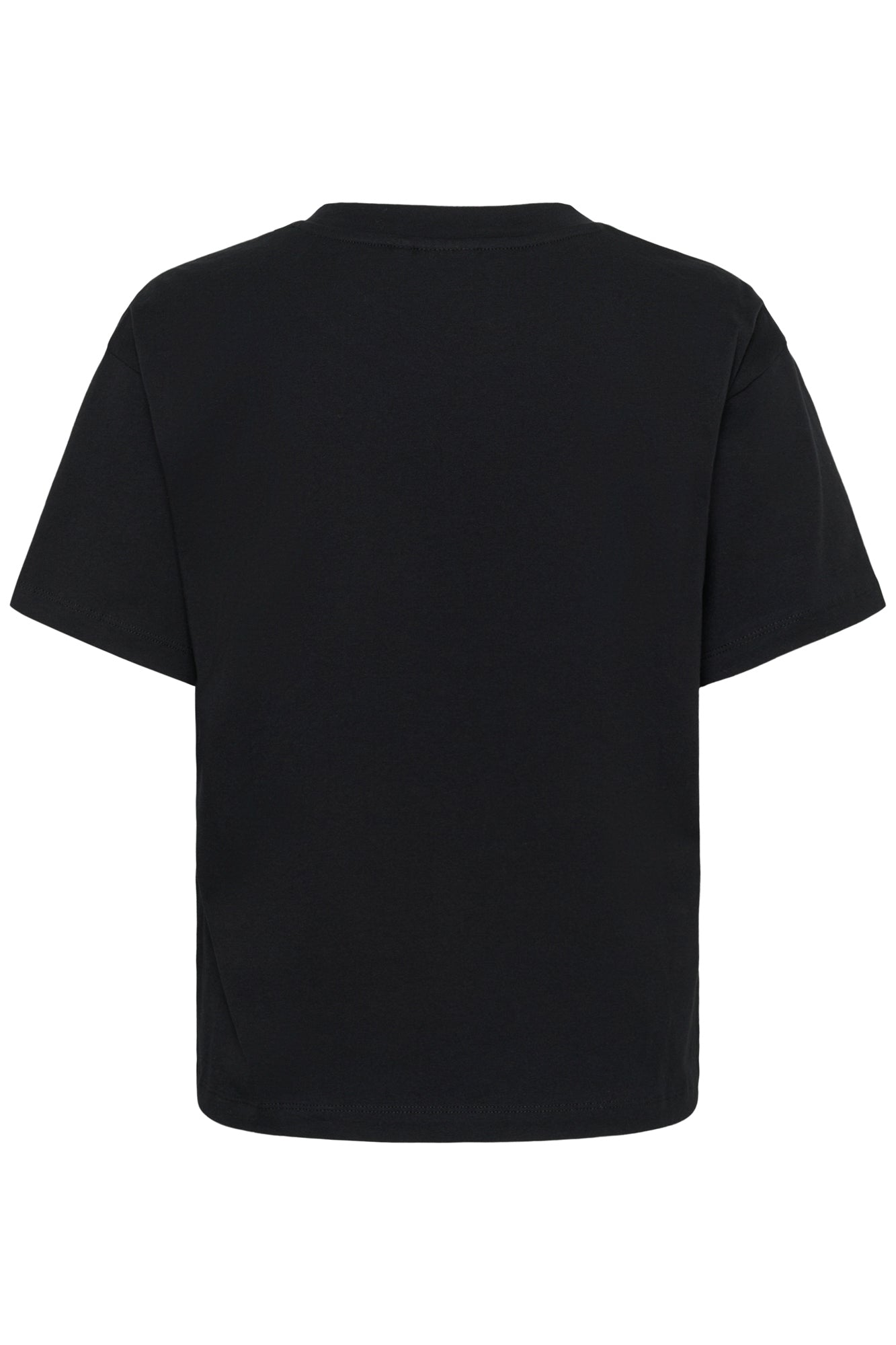 Kaffe women's black short sleeve crewneck T-Shirt with straight hem, back view
