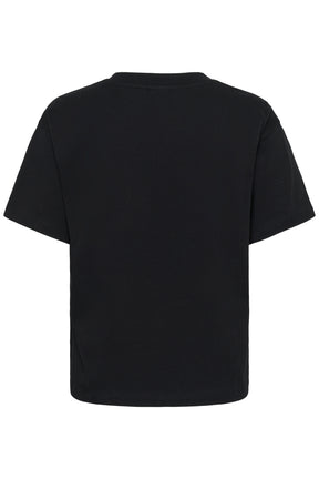 Kaffe women's black short sleeve crewneck T-Shirt with straight hem, back view
