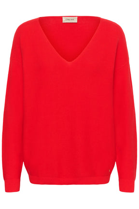 Chandail col V pour femme par Cream | 10608046 Rouge Intense | Boutique Vvög, vêtements mode pour homme et femme