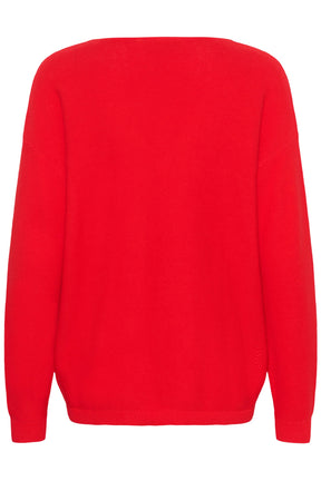 Chandail col V pour femme par Cream | 10608046 Rouge Intense | Boutique Vvög, vêtements mode pour homme et femme