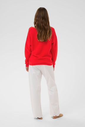 Chandail col V pour femme par Cream | 10608046 Rouge Intense | Boutique Vvög, vêtements mode pour homme et femme