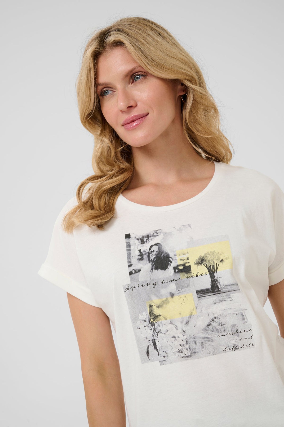 T-Shirt pour femme par Cream | 10613487 Gris Jaune | Boutique Vvög, vêtements mode pour homme et femme