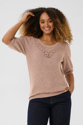 Chandail manches courtes pour femme par Cream | 10613961 Fossile | Boutique Vvög, vêtements mode pour homme et femme