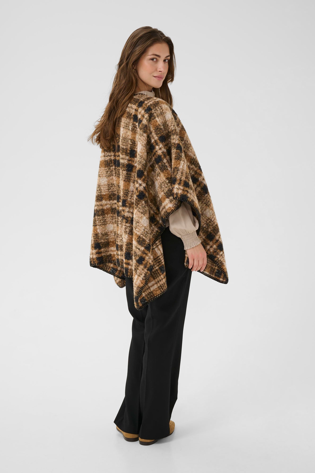 Cape pour femme par Cream | 10614518 Damier Marron | Boutique Vvög, vêtements mode pour homme et femme