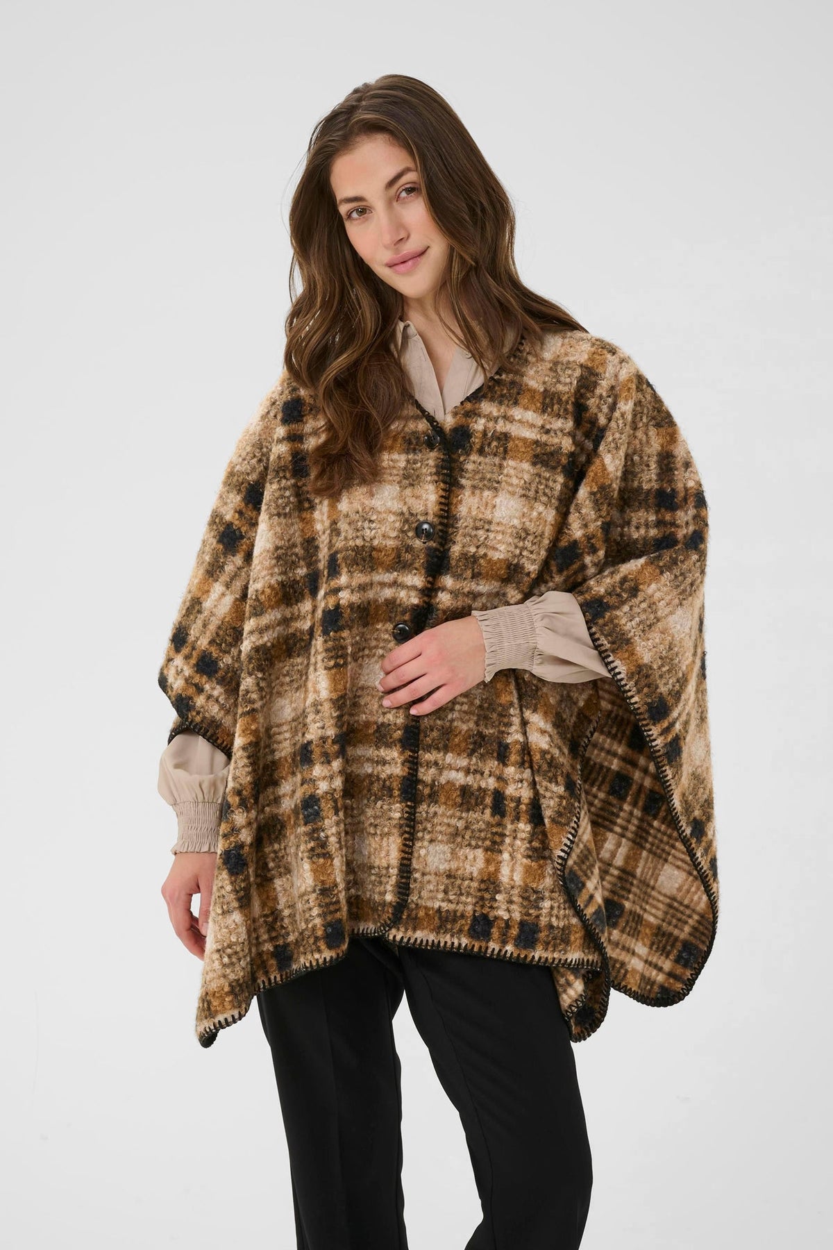Cape pour femme par Cream | 10614518 Damier Marron | Boutique Vvög, vêtements mode pour homme et femme