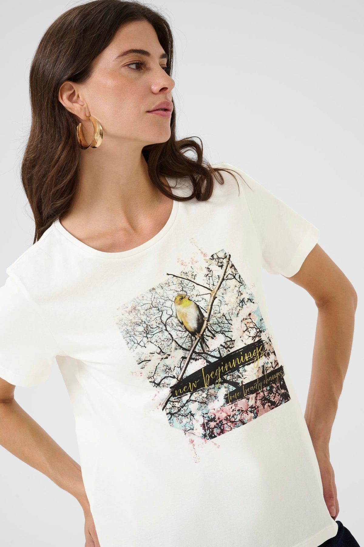 T-Shirt pour femme par Cream | 10614660 Bleu Jaune | Boutique Vvög, vêtements mode pour homme et femme